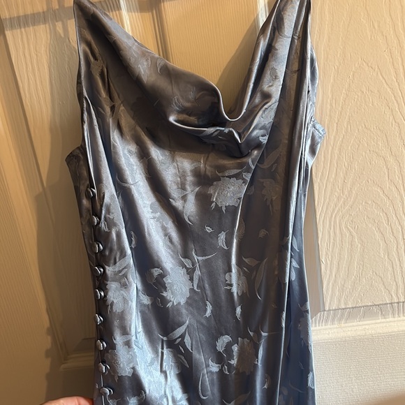 NWT lulus slate blue jacquard slip dress - Picture 2 of 5